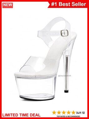 Womens Clear Platform Heels Ankle Strap 7 Inch Stiletto Pole Dance Exotic Shoes
